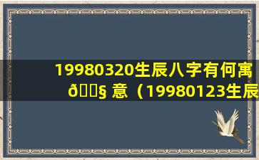 19980320生辰八字有何寓 🐧 意（19980123生辰八字咋算）